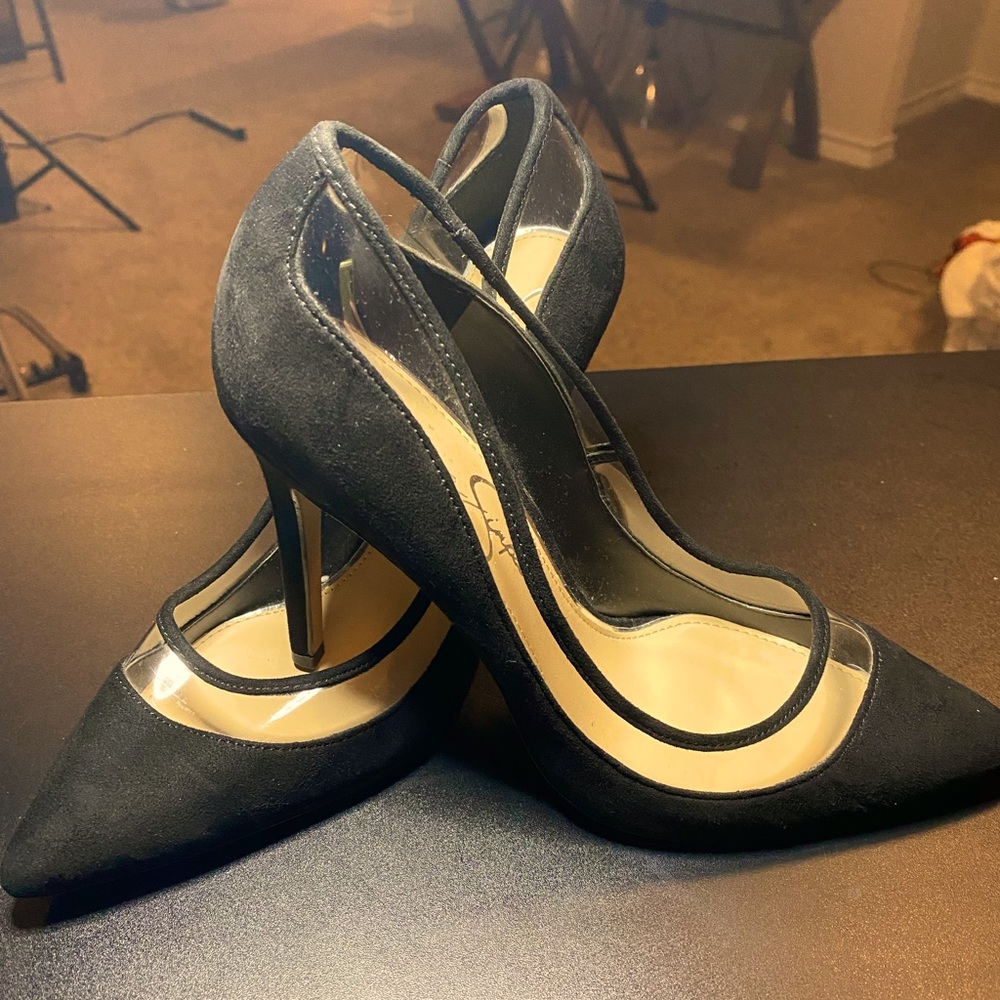 ##*SOLD*## Jessica Simpson, black suede 8.5 (fits like an 8), near new.